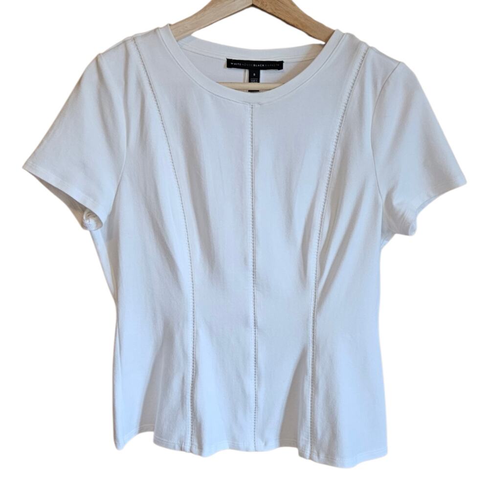 White House Black Market White Short Sleeve Seamed Top Size S
